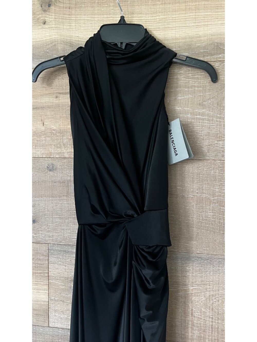 NWT Balenciaga stretch fabric long asymmetrical black dress size FR 38/ US 4-6 - Picture 5 of 12